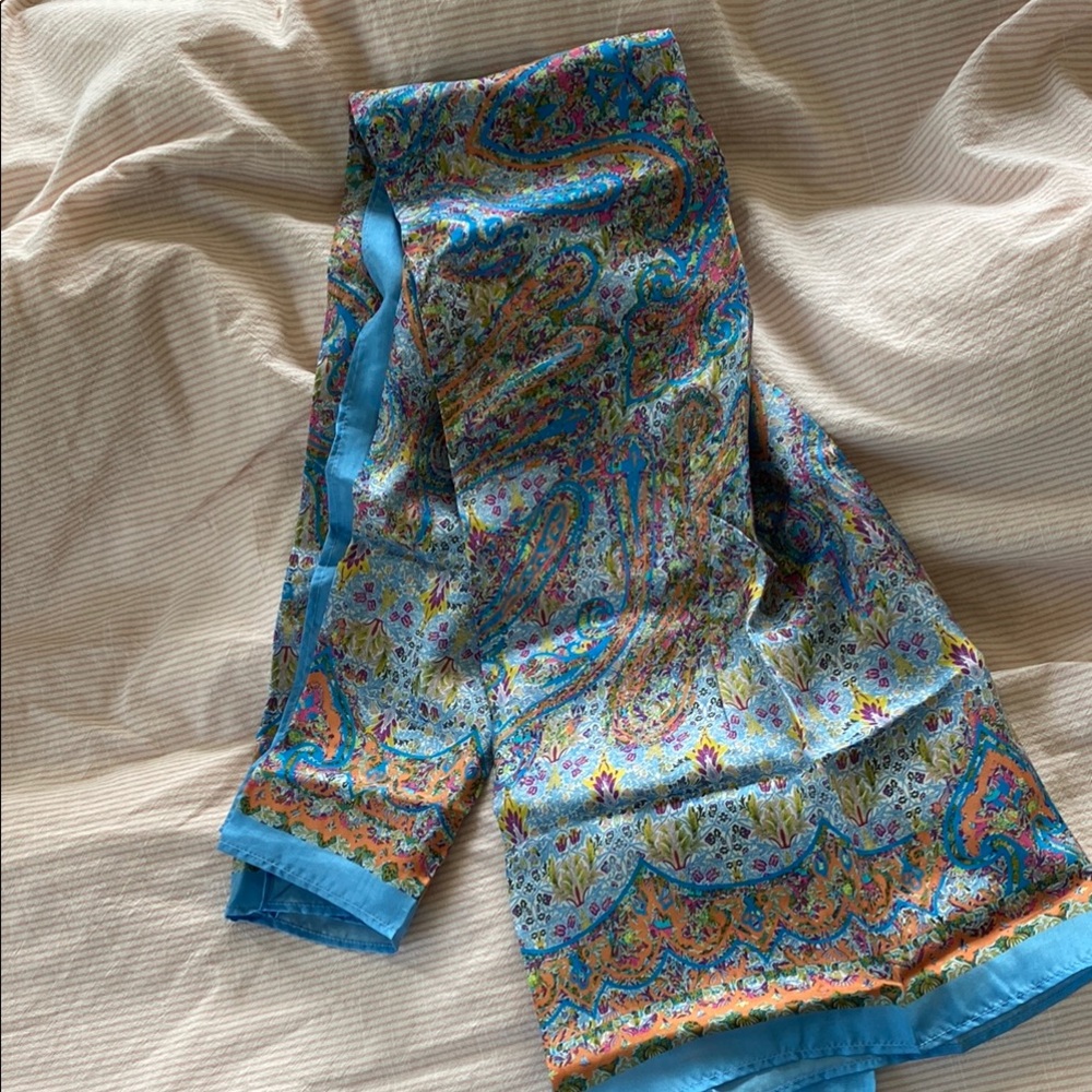 Maya Paisley Scarf in Blue and Orange